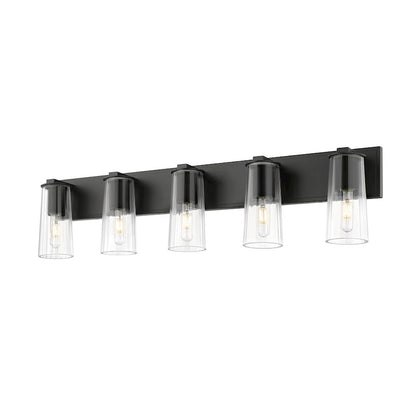 5 Light 40" Bathroom Vanity Light, Matte Black