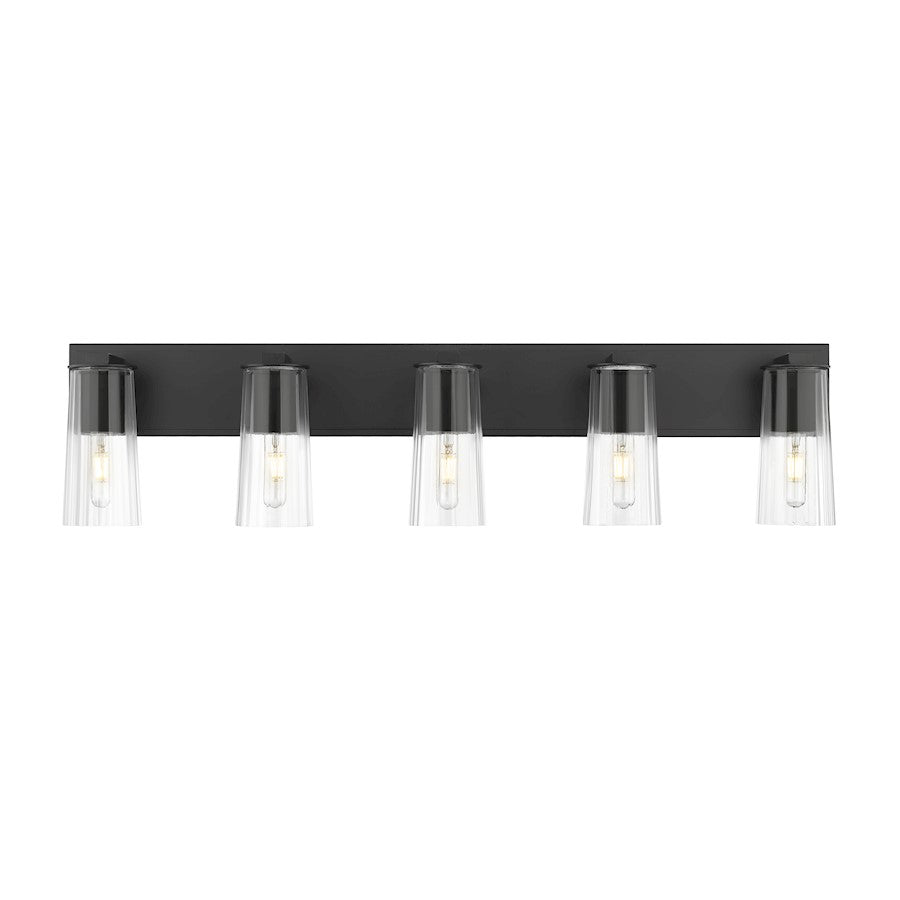 5 Light 40" Bathroom Vanity Light, Matte Black