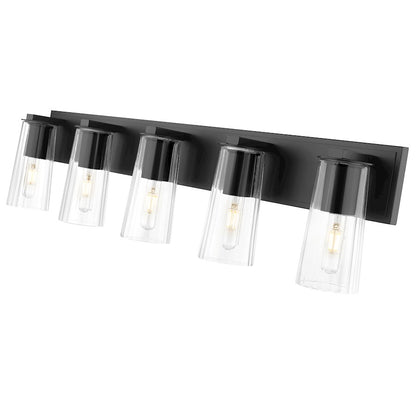 5 Light 40" Bathroom Vanity Light, Matte Black