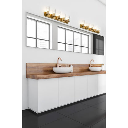 5 Light 40" Bathroom Vanity Light, Modern Gold