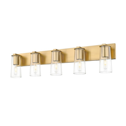 5 Light 40" Bathroom Vanity Light, Modern Gold