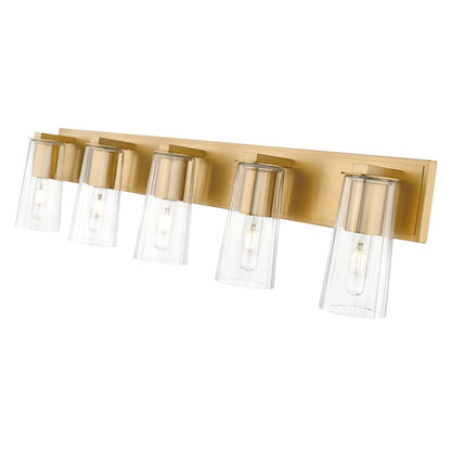 5 Light 40" Bathroom Vanity Light, Modern Gold