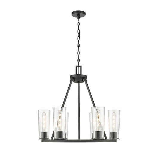 Z-Lite Titus 6 Light 26" Chandelier, Matte Black/Clear - 826-6MB