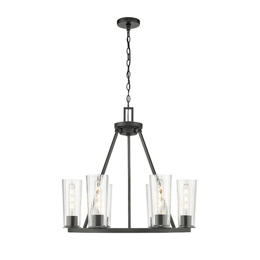 Z-Lite Titus 6 Light 26" Chandelier, Matte Black/Clear - 826-6MB