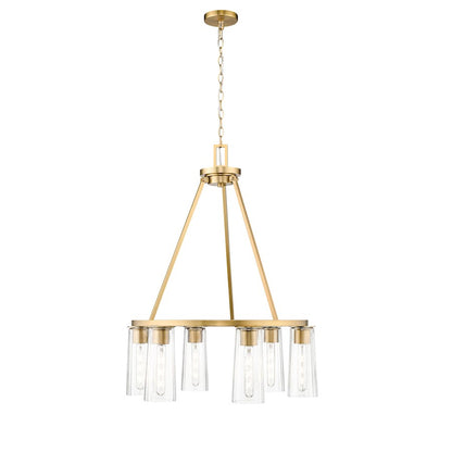 6 Light 26" Chandelier, Modern Gold