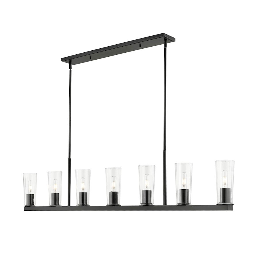 Z-Lite Titus 7 Light 5" Linear Chandelier, Matte Black/Clear - 826-7L-MB