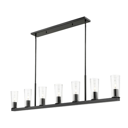 7 Light 5" Linear Chandelier, Matte Black