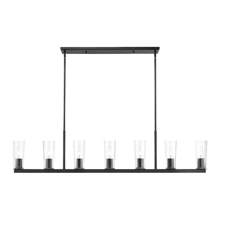 7 Light 5" Linear Chandelier, Matte Black