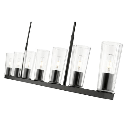 7 Light 5" Linear Chandelier, Matte Black