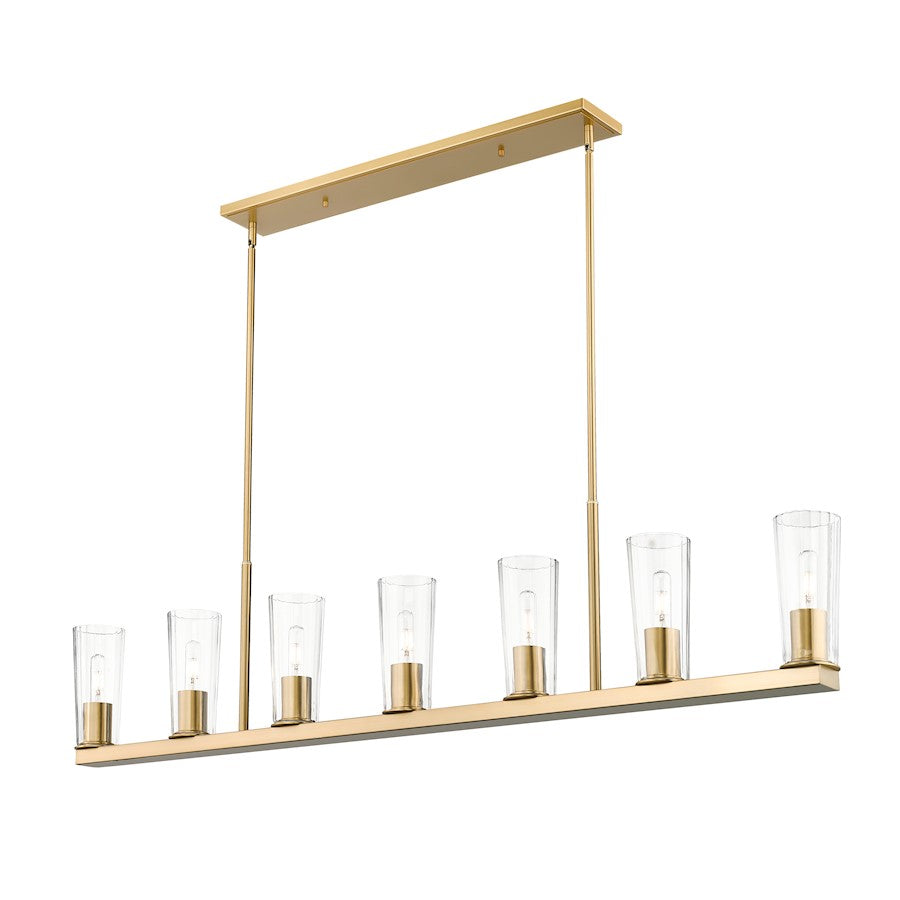 7 Light 5" Linear Chandelier, Modern Gold