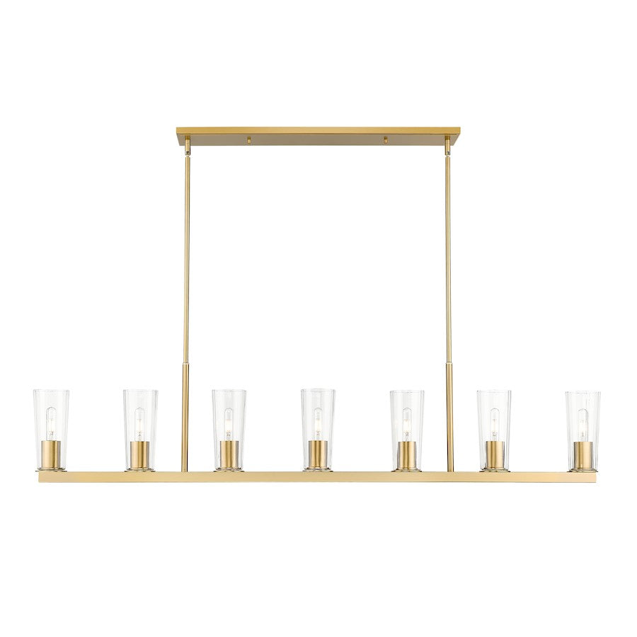 7 Light 5" Linear Chandelier, Modern Gold