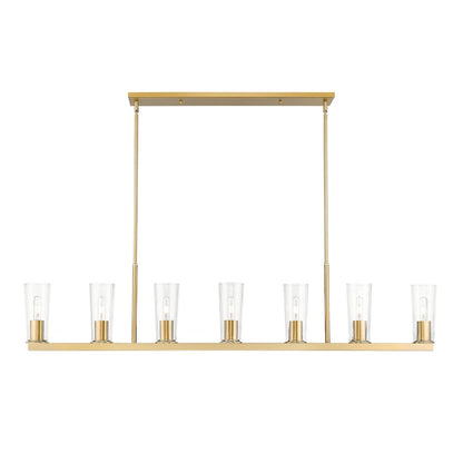 7 Light 5" Linear Chandelier, Modern Gold