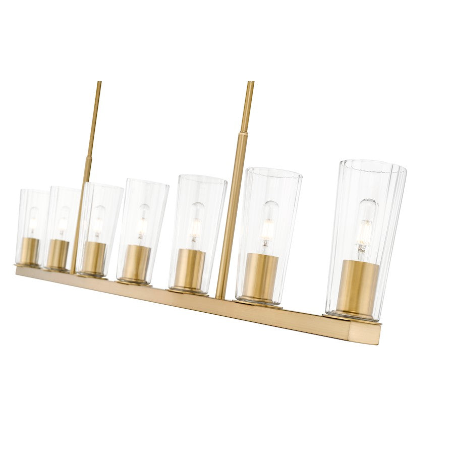 7 Light 5" Linear Chandelier, Modern Gold