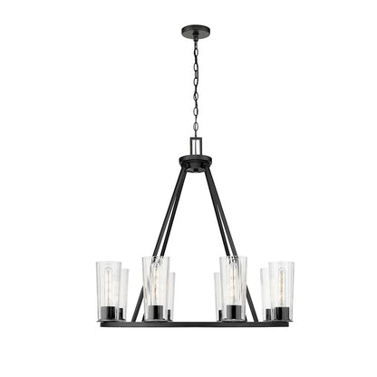 Z-Lite Titus 8 Light 33" Chandelier, Matte Black/Clear - 826-8MB