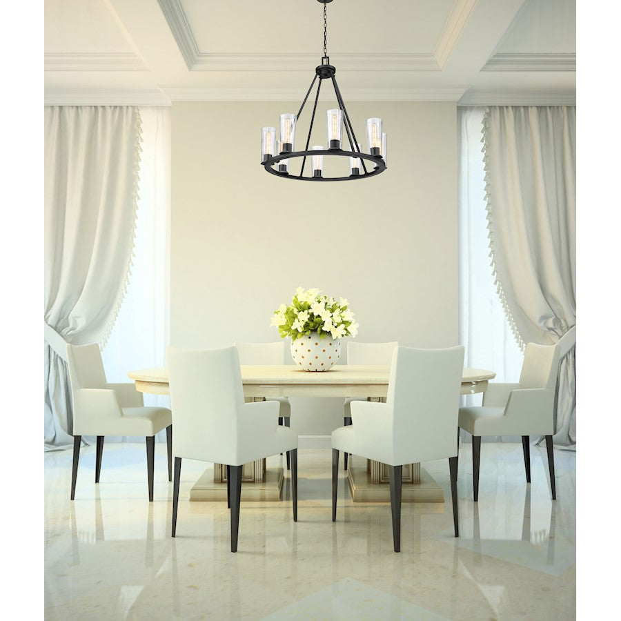 8 Light 33" Chandelier, Matte Black