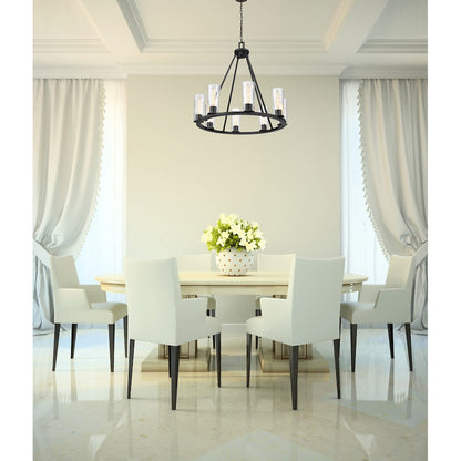 8 Light 33" Chandelier, Matte Black