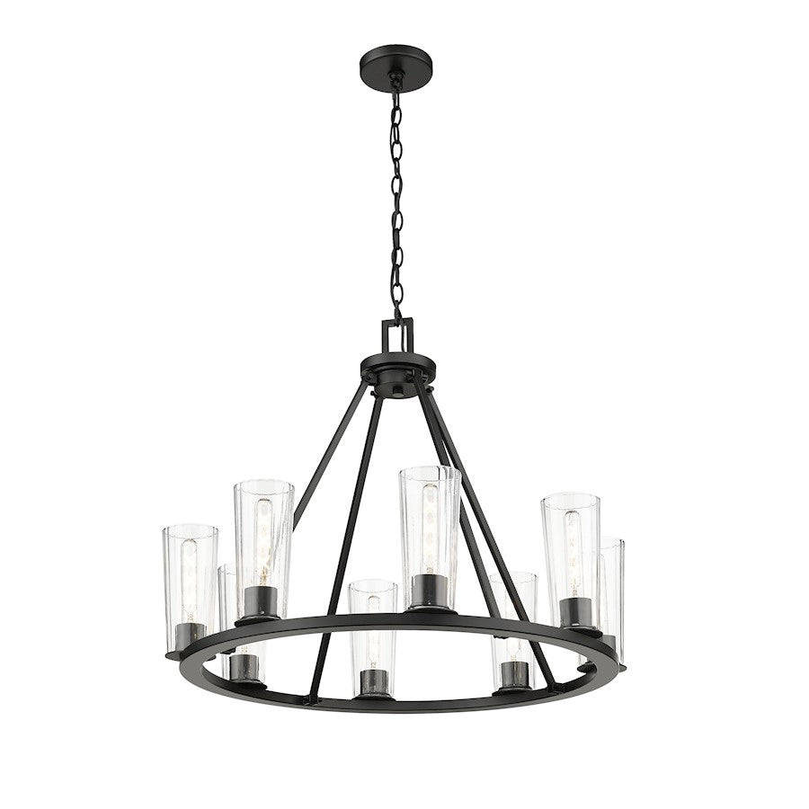 8 Light 33" Chandelier, Matte Black