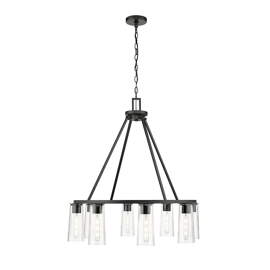 8 Light 33" Chandelier, Matte Black