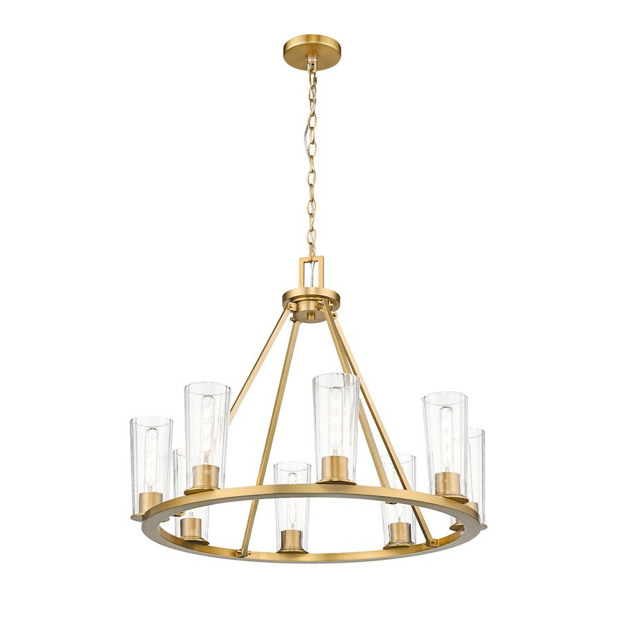 8 Light 33" Chandelier, Modern Gold