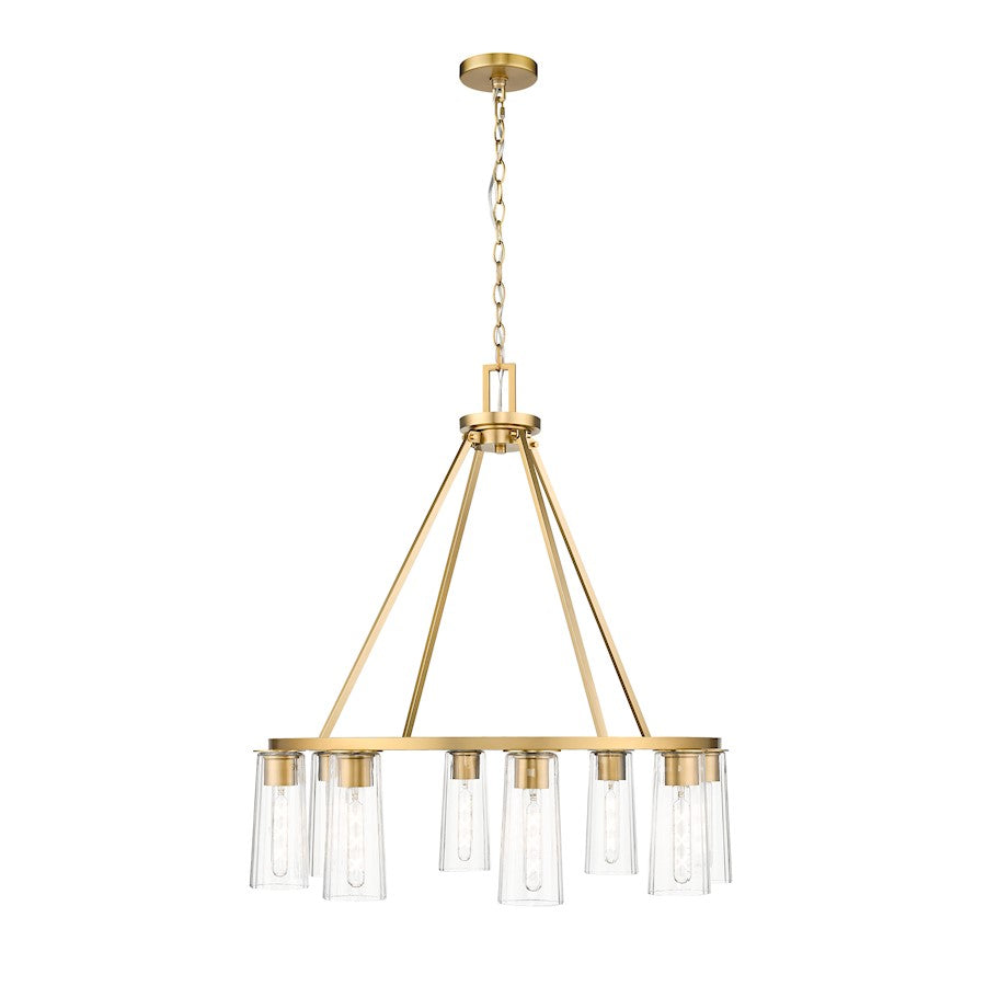 8 Light 33" Chandelier, Modern Gold