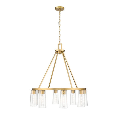 8 Light 33" Chandelier, Modern Gold