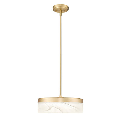 Z-Lite Renaud 1 Light 13" Pendant, Modern Gold/Feathered White - 827P13-MGLD-LED
