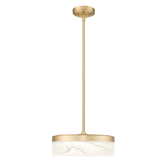 Z-Lite Renaud 1 Light 13" Pendant, Modern Gold/Feathered White - 827P13-MGLD-LED
