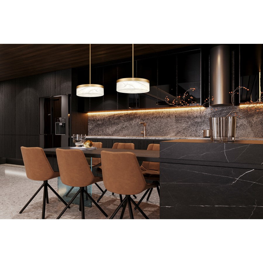 Z-Lite Renaud 1 Light 13" Pendant, Modern Gold/Feathered White