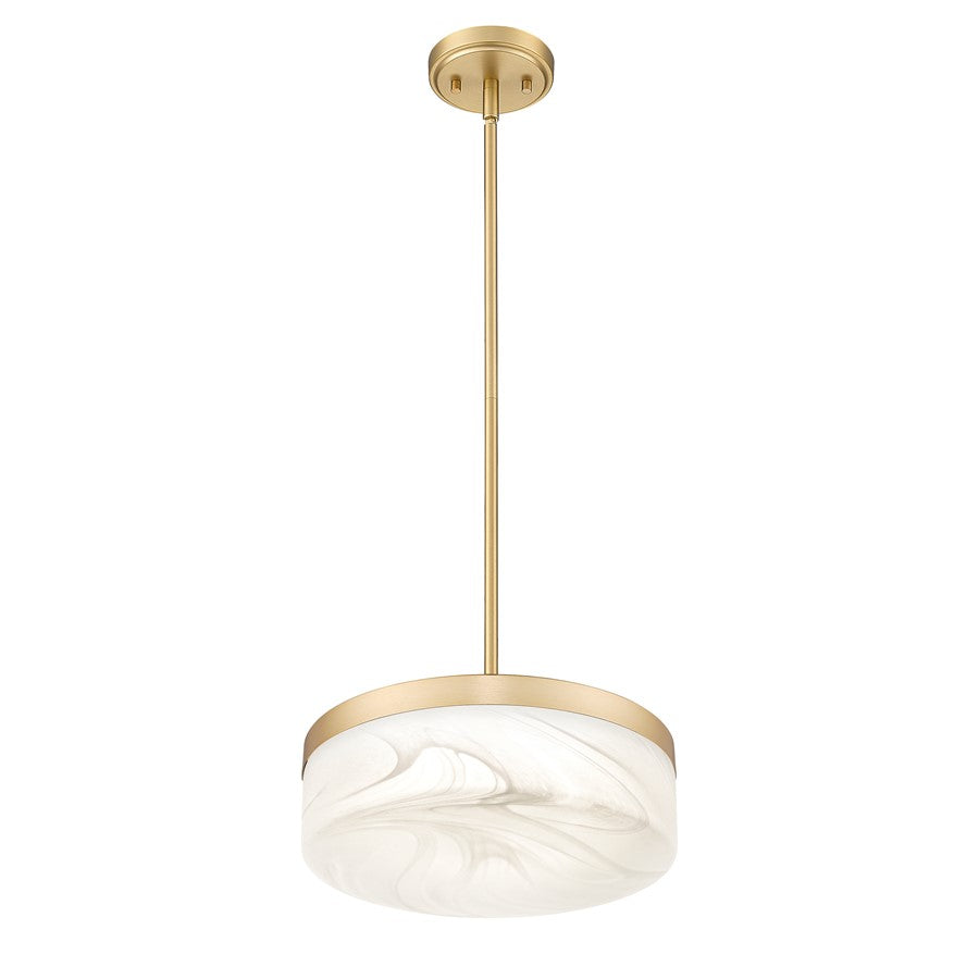 Z-Lite Renaud 1 Light 13" Pendant, Modern Gold/Feathered White
