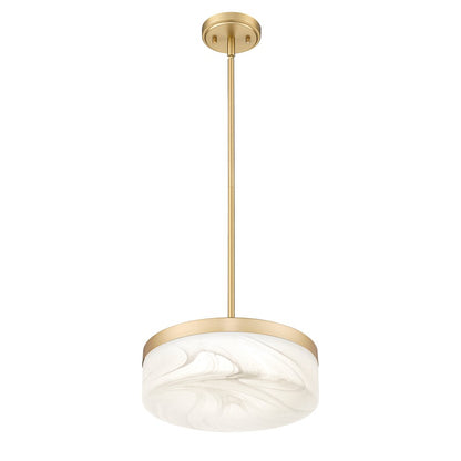 Z-Lite Renaud 1 Light 13" Pendant, Modern Gold/Feathered White