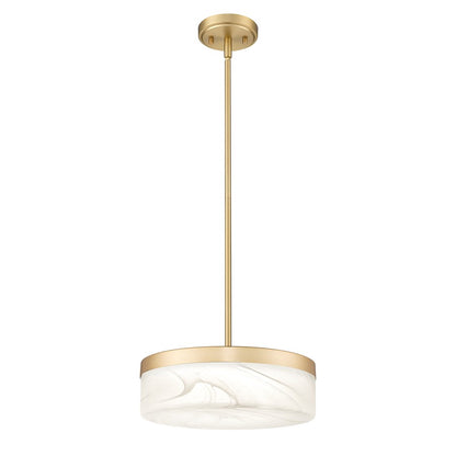Z-Lite Renaud 1 Light 13" Pendant, Modern Gold/Feathered White