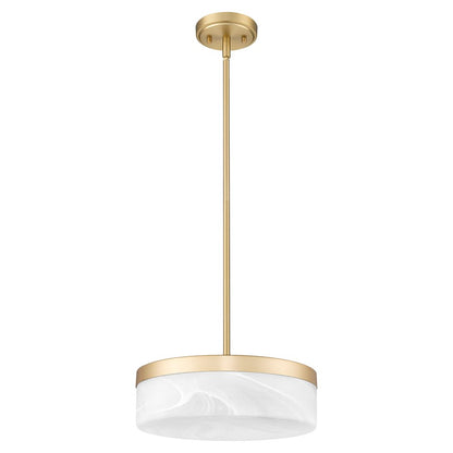 Z-Lite Renaud 1 Light 13" Pendant, Modern Gold/Feathered White