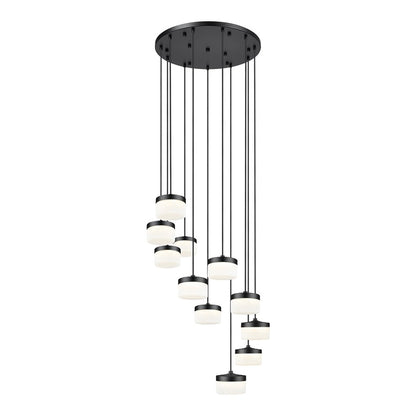 Z-Lite Renaud 11Lt Chandelier, Matte Black/Feathered White - 827P6-11R-MB-LED