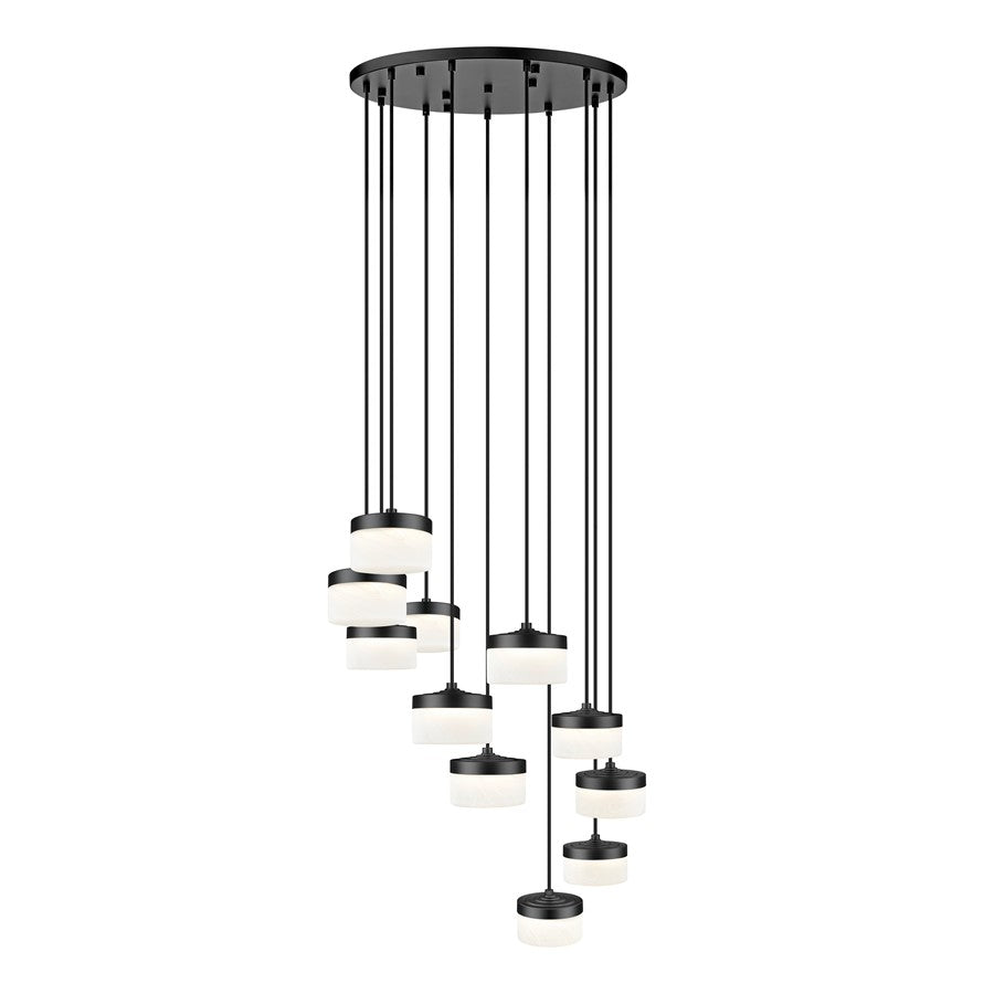 Z-Lite Renaud 11Lt Chandelier, Matte Black/Feathered White