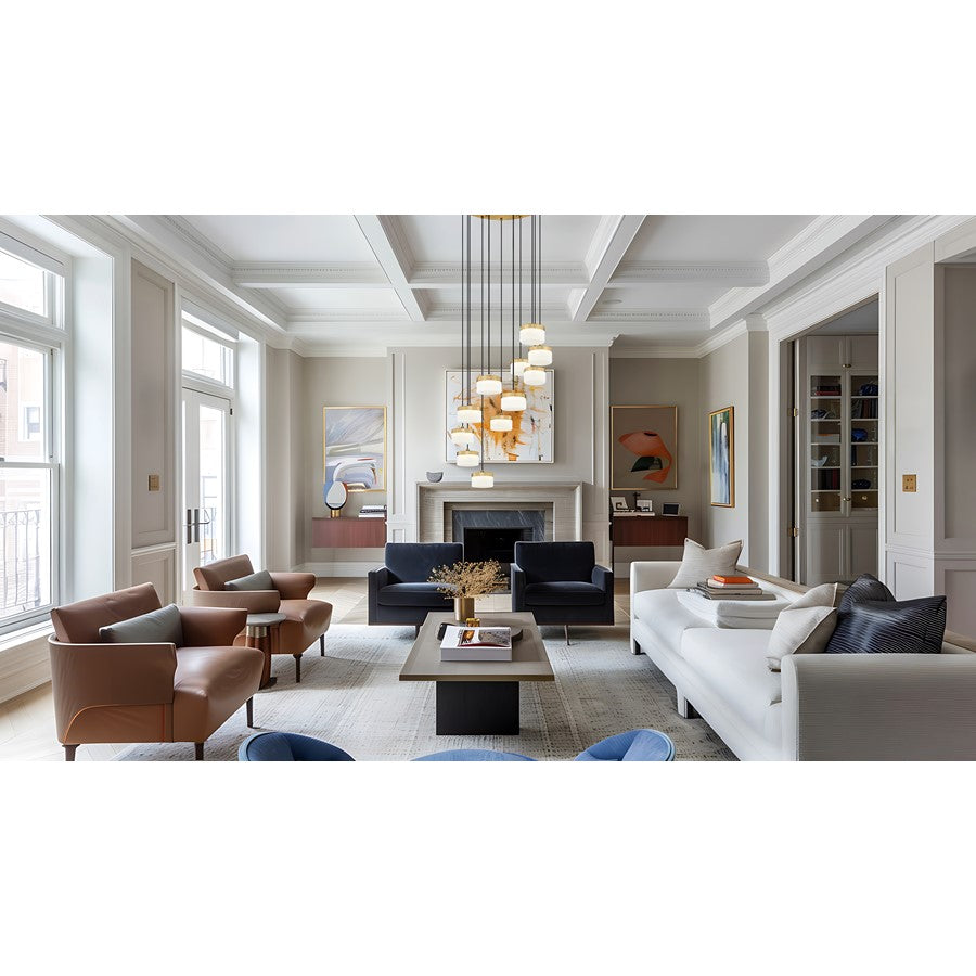 Z-Lite Renaud 11Lt Chandelier, Modern Gold/Feathered White