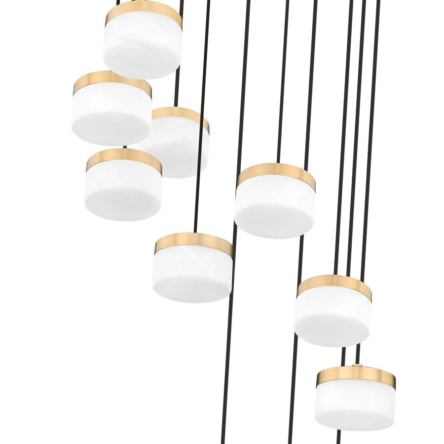 Z-Lite Renaud 11Lt Chandelier, Modern Gold/Feathered White