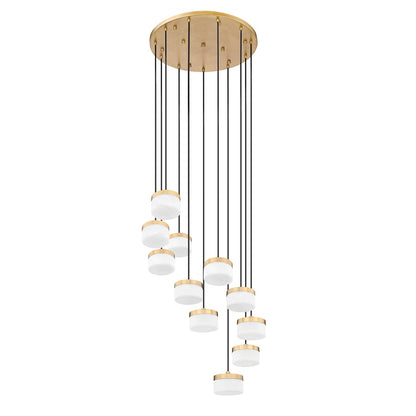 Z-Lite Renaud 11Lt Chandelier, Modern Gold/Feathered White
