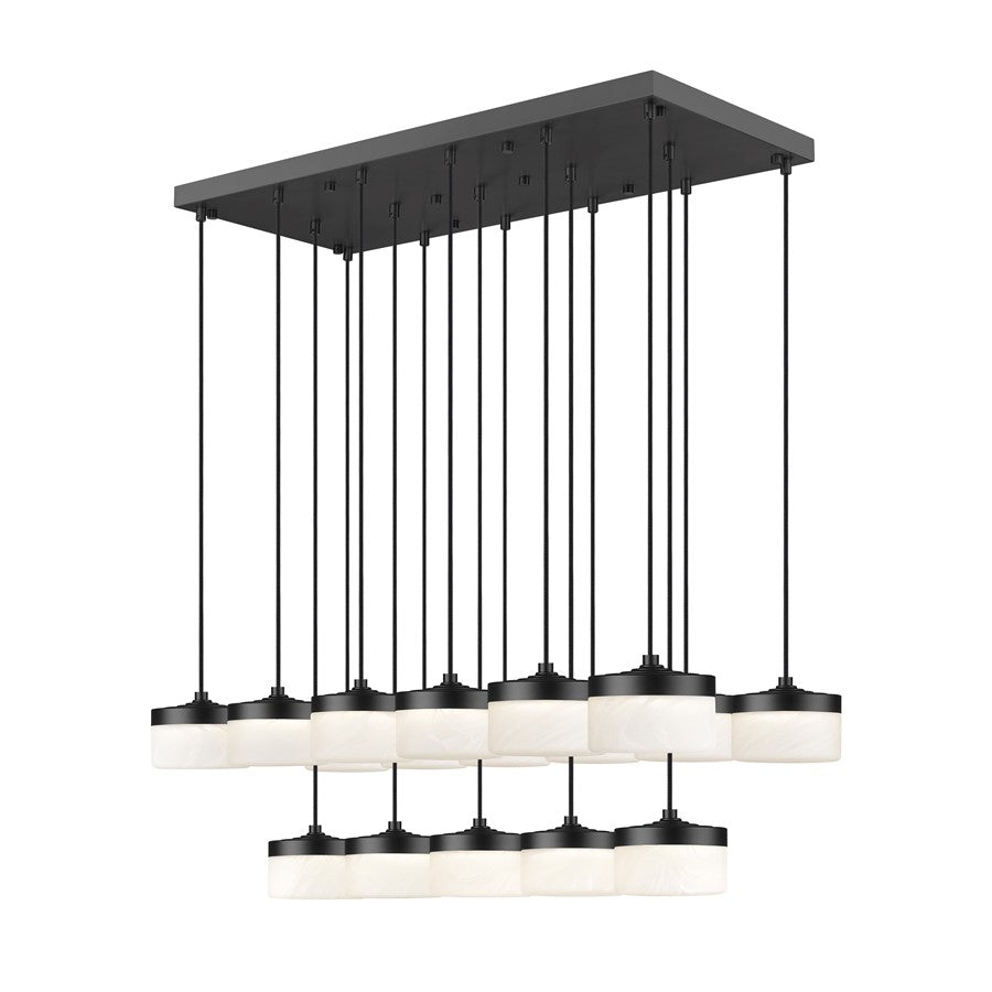 Z-Lite Renaud 17Lt Linear Chandelier, Black/Feathered White - 827P6-17L-MB-LED