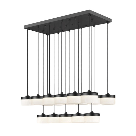 Z-Lite Renaud 17Lt Linear Chandelier, Black/Feathered White - 827P6-17L-MB-LED