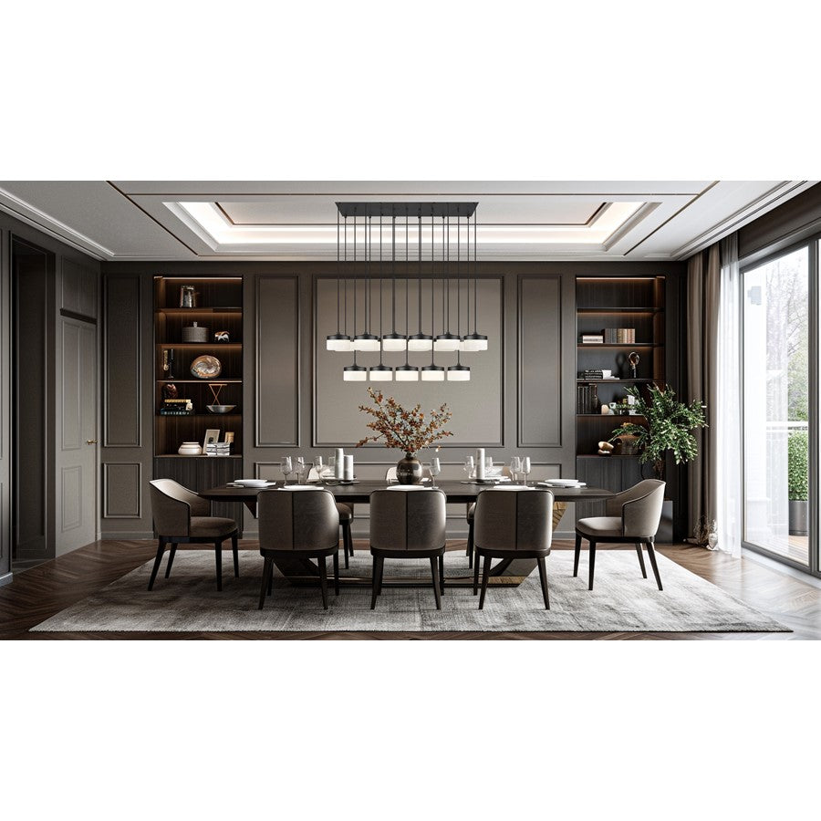 Z-Lite Renaud 17Lt Linear Chandelier, Black/Feathered White