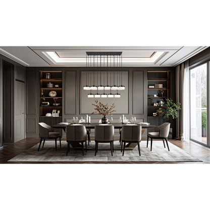 Z-Lite Renaud 17Lt Linear Chandelier, Black/Feathered White