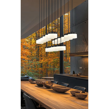 Z-Lite Renaud 17Lt Linear Chandelier, Black/Feathered White