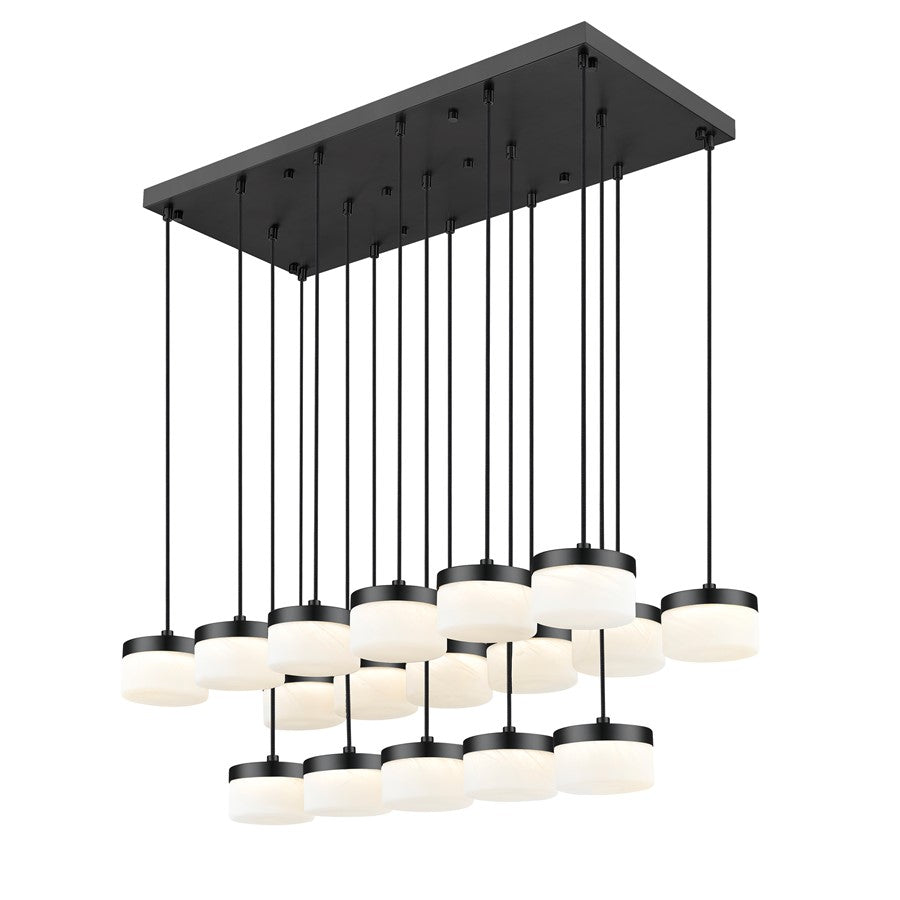 Z-Lite Renaud 17Lt Linear Chandelier, Black/Feathered White