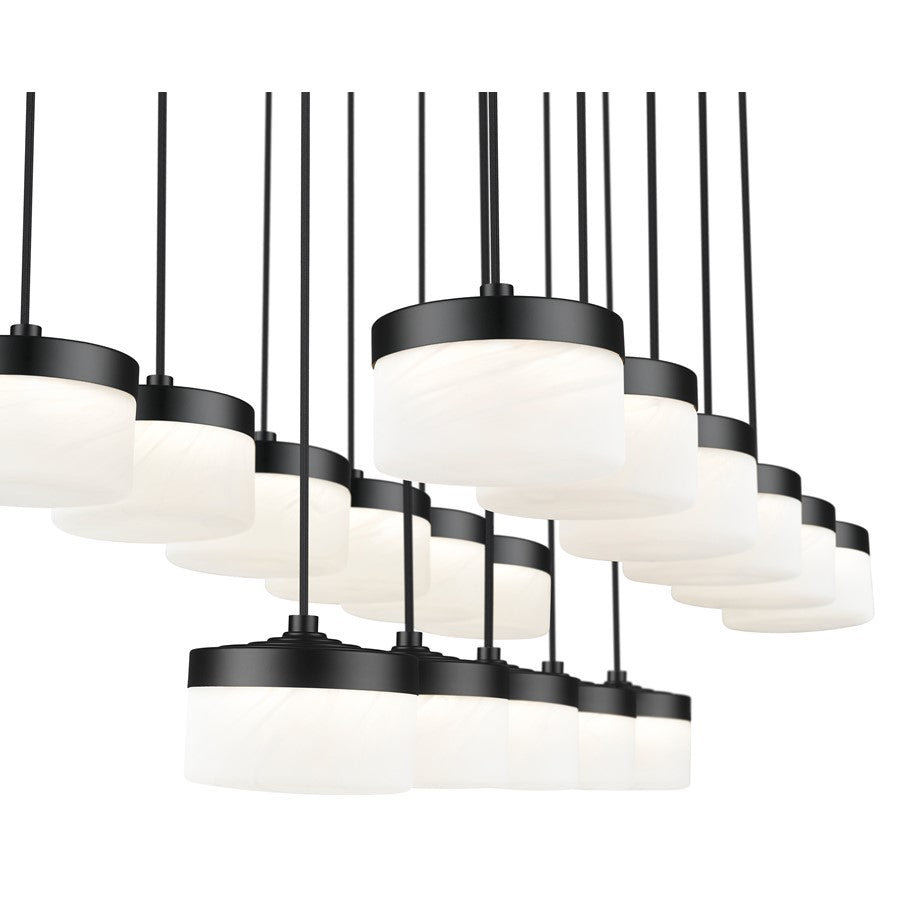 Z-Lite Renaud 17Lt Linear Chandelier, Black/Feathered White