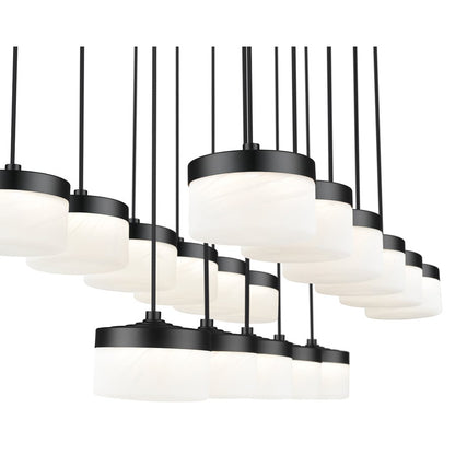 Z-Lite Renaud 17Lt Linear Chandelier, Black/Feathered White