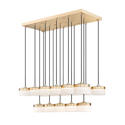 Z-Lite Renaud 17Lt Linear Chandelier, Gold/Feathered White - 827P6-17L-MGLD-LED