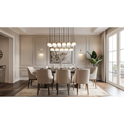 Z-Lite Renaud 17Lt Linear Chandelier, Gold/Feathered White