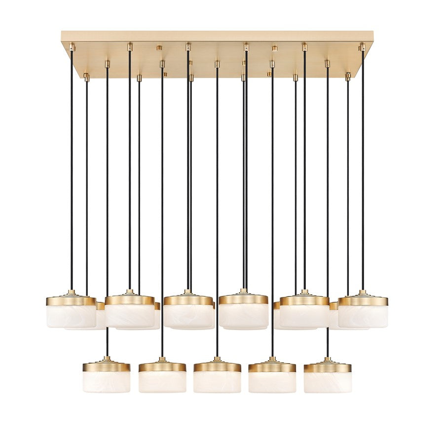 Z-Lite Renaud 17Lt Linear Chandelier, Gold/Feathered White