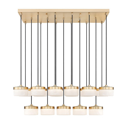 Z-Lite Renaud 17Lt Linear Chandelier, Gold/Feathered White