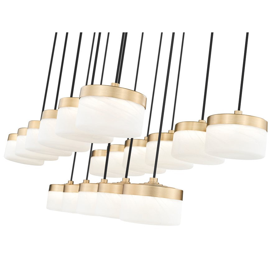 Z-Lite Renaud 17Lt Linear Chandelier, Gold/Feathered White